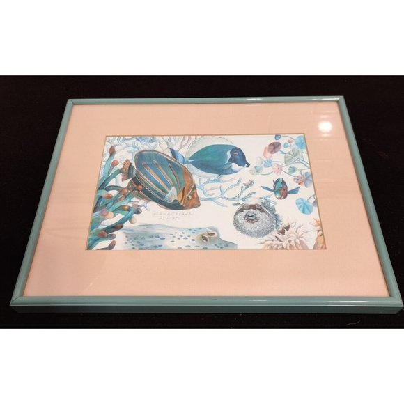 Jeanne Nash Ocean Tropical Fishes Nautical Theme Art Print Custom Framed Signed - Picture 1 of 16